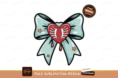 Blue bow red heart with ribs and drips image Product Image 1