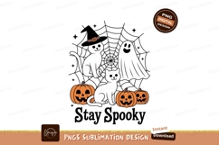 White cats ghost pumpkins Halloween orange Product Image 1