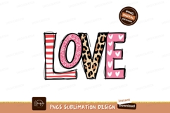 Love word with pink glitter leopard print and hearts Product Image 1