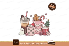 Festive drinks and treats with cute characters christmas Product Image 1