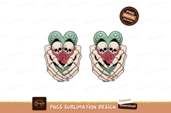 Skulls holding rose heart hands bones Product Image 1