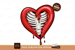Red heart with exposed ribs and dripping broken Product Image 1