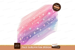 Pastel rainbow brush stroke with sparkling stars pink Product Image 1