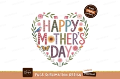 Colorful floral heart greeting with bird and butterfly Product Image 1