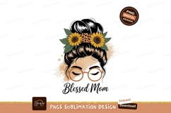 Messy Bun Sunflowers Leopard Print Glasses image Product Image 1