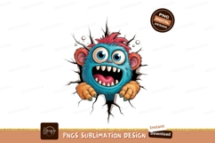 Blue monster bursting through crack orange teeth Product Image 1