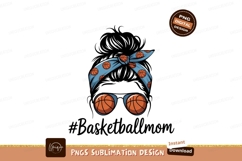 Messy Bun Basketball Mom Sublimation Png Product Image 1