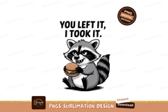 Mischievous raccoon eating burger food animal Product Image 1