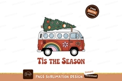 Retro van with Christmas tree and rainbow holiday Product Image 1