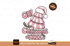 Pink Christmas Tree With Santa Hat image Product Image 1