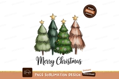 Four decorated evergreen trees with stars lights Product Image 1