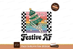 Skeleton holding Christmas tree on rainbow background Product Image 1