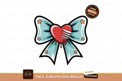 Red heart bleeding on blue bow with stars image Product Image 1