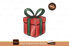 Red gift box green ribbon image Product Image 1