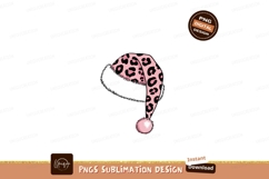 Pink leopard print santa hat with white trim image Product Image 1