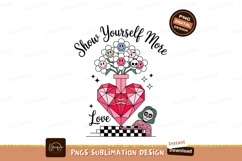 Pink heart vase flowers skull skeleton image Product Image 1
