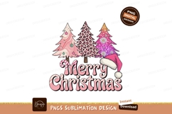 Pink leopard floral glitter Christmas trees Santa hat Product Image 1