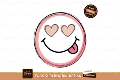 Pink smiley face with heart eyes and tongue out hearts Product Image 1