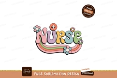 Groovy nurse rainbow flowers retro Product Image 1