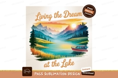 Colorful boat on tranquil lake at sunset water Product Image 1