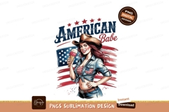 American woman with ice cream and flag cowboy Product Image 1
