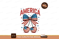 Patriotic cherries bow Sublimation P N G america flag Product Image 1