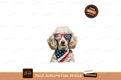 Patriotic poodle wearing sunglasses and bandana american Product Image 1