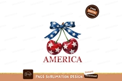 Patriotic Cherries With Star Ribbon white blue Product Image 1