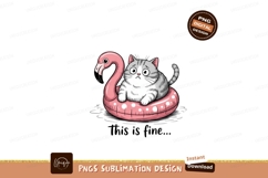 Worried cat on flamingo float image Product Image 1