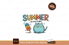 Cute cat and popsicle summer fun cartoon Product Image 1