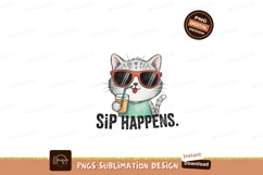 Cool cat drinking juice wearing sunglasses animal cute Product Image 1