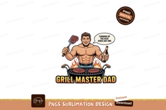 Muscular man grilling steaks with beer barbecue Product Image 1