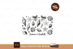 Seashells starfish bows monochrome black Product Image 1