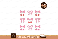 Pink bows and cherries pattern cherry fruit Product Image 1