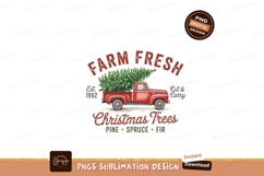 Red truck carrying Christmas tree vintage Product Image 1