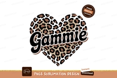 Gammie Text With Leopard Heart Design PNG Product Image 1