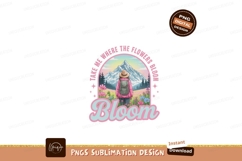 Hiker admiring mountain flowers backpack Product Image 1