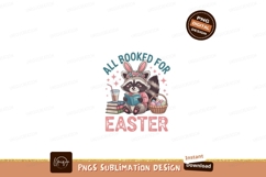 Raccoon reading with bunny ears and easter eggs books Product Image 1