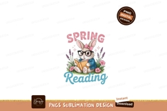 Bunny reading book springtime flowers Product Image 1