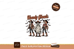 Cowboy skeletons with pumpkin head and bats halloween Product Image 1