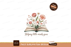 Open book with blooming flowers pink white Product Image 1