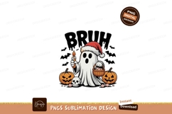Ghost with Santa hat holding candle and candy basket Product Image 1