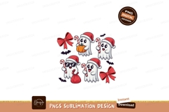 Festive ghosts holding candy canes and gifts christmas Product Image 1