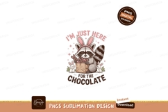 Raccoon wearing bunny ears holding chocolate easter Product Image 1