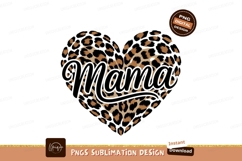 Leopard Mama Heart Sublimation Png Product Image 1
