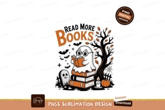 Ghost reading books under moon halloween Product Image 1