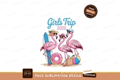 Flamingos beach vacation with surfboard donut and beach ball Product Image 1
