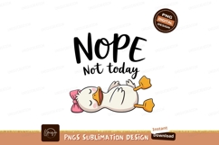 Lazy duck with pink bow and text white orange Product Image 1