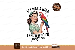 Woman holding colorful parrot retro vintage Product Image 1