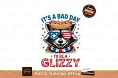 Raccoon wearing sunglasses and scarf with hotdog patriotic Product Image 1